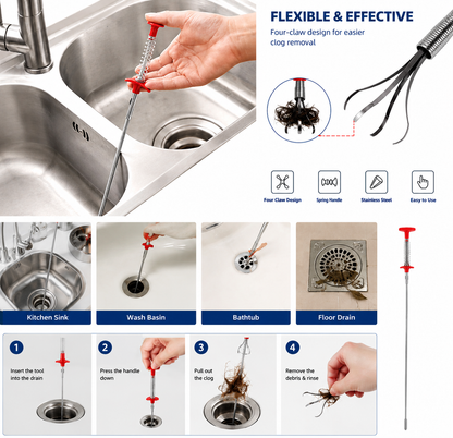 Sink Drain Clog Remover Tool / Kitchen Plunger