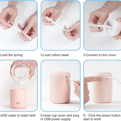 H2O HUMIDIFIER Essential Oil Diffuser & Humidifier Air Freshener for Home Portable Car Air Purifier (multicolor)