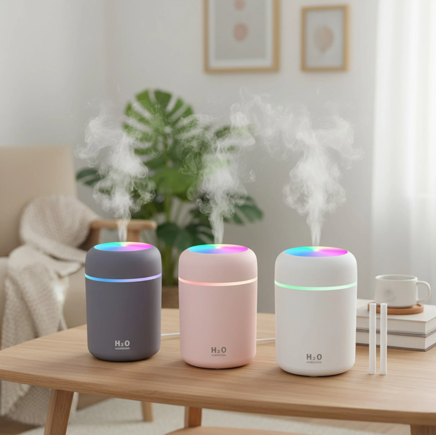 H2O HUMIDIFIER Essential Oil Diffuser & Humidifier Air Freshener for Home Portable Car Air Purifier (multicolor)